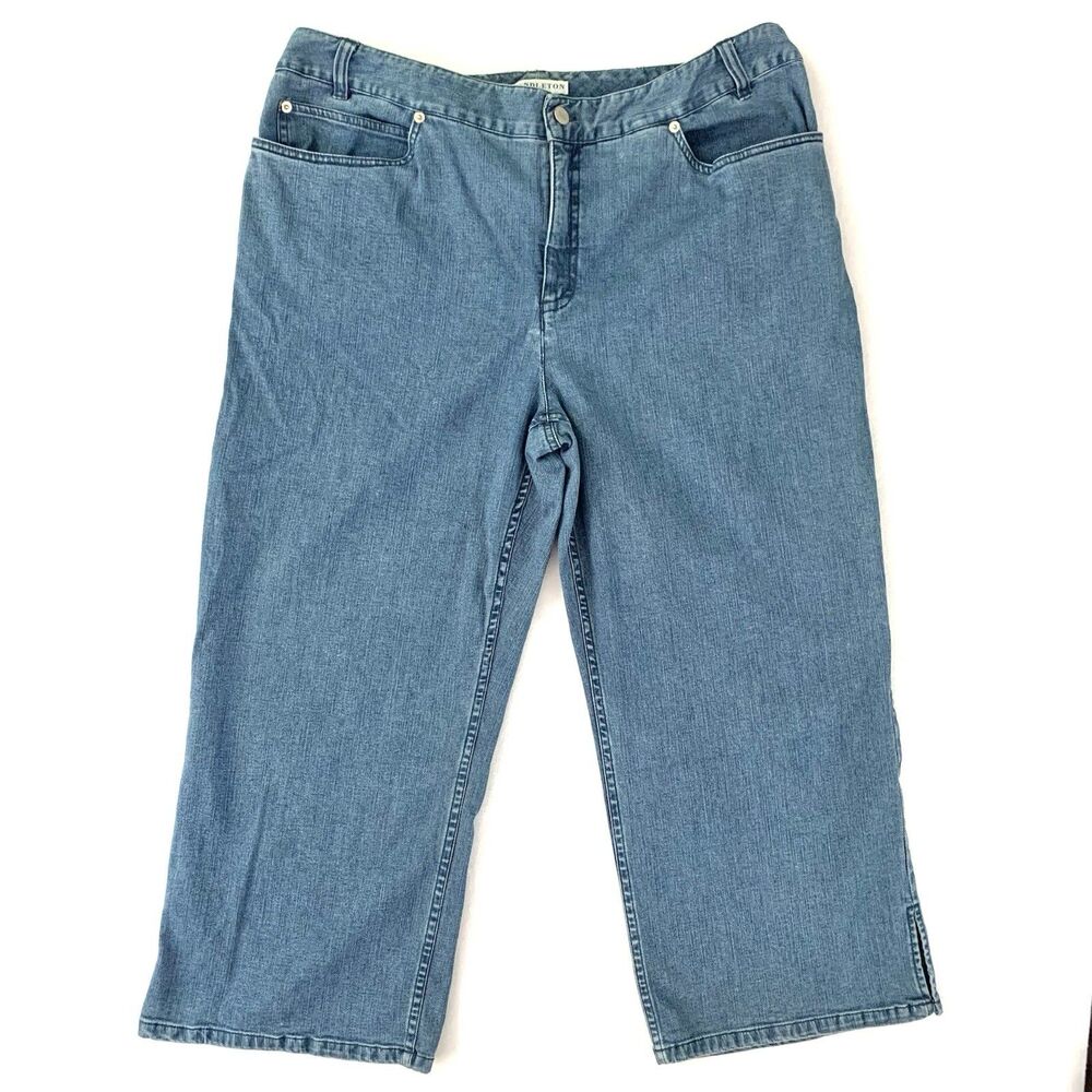Pendleton Womens Plus Size 18 Cropped Jeans High Rise Straight Leg Slit Stretch